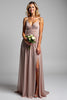 Load image into Gallery viewer, Dusty Rose Chiffon V-Neck Long Bridesmaid Dress with Slit