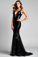 Load image into Gallery viewer, Sparkly Mermaid Deep V-Neck Long Formal Dress