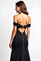 Load image into Gallery viewer, Black Mermaid Off the Shoulder Cut-Out Beaded Long Formal Dress