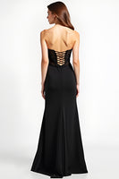 Load image into Gallery viewer, Black Sweetheart Long Appliqued Formal Dress with Slit