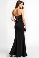 Load image into Gallery viewer, Black Sweetheart Long Appliqued Formal Dress with Slit