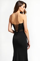 Load image into Gallery viewer, Black Sweetheart Long Appliqued Formal Dress with Slit