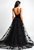 Load image into Gallery viewer, Black A Line Lace Corset Long Appliques Formal Dress