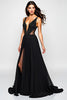 Load image into Gallery viewer, Black A Line Cut-Out Long Beaded Formal Dress with Slit