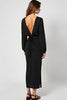 Load image into Gallery viewer, Black Deep V-Neck Long Black Tie Dress with Long Sleeves