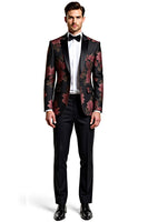 Load image into Gallery viewer, Black Flower Notch Lapel One Button 2 Piece Prom Suits