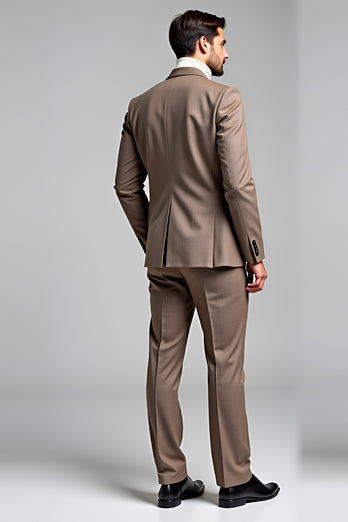 Khaki Notch Lapel Two Button 2 Piece Prom Suits