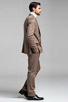 Load image into Gallery viewer, Khaki Notch Lapel Two Button 2 Piece Prom Suits