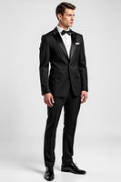 Load image into Gallery viewer, Black Notch Lapel One Button 2 Piece Prom Suits