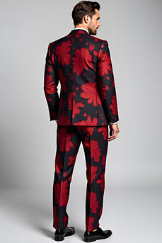 Dark Red Notch Lapel One Button 2 Piece Prom Suits