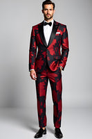 Load image into Gallery viewer, Dark Red Notch Lapel One Button 2 Piece Prom Suits