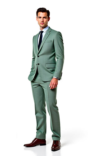 Grey Green Notch Lapel Two Button 2 Piece Prom Suits