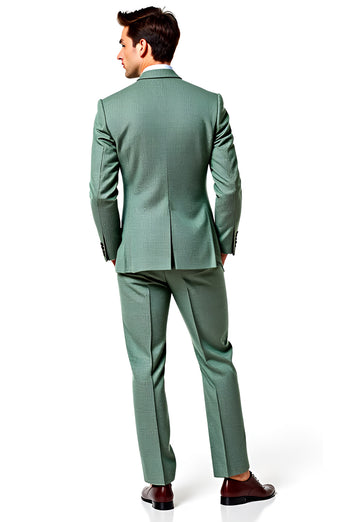 Grey Green Notch Lapel Two Button 2 Piece Prom Suits