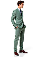 Load image into Gallery viewer, Grey Green Notch Lapel Two Button 2 Piece Prom Suits