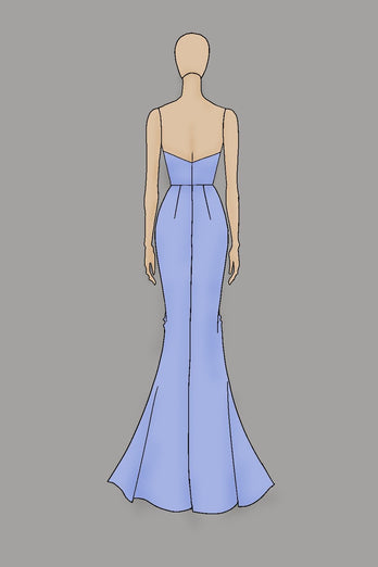 Sky Blue Strapless Satin Sheath Long Formal Dress
