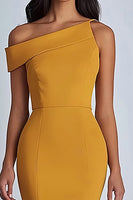Load image into Gallery viewer, Yellow One Shoulder Ankle-Length Satin Formal Dress