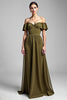 Load image into Gallery viewer, A Line Olive Chiffon Long Formal Dress with Ruffles