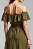 Load image into Gallery viewer, A Line Olive Chiffon Long Formal Dress with Ruffles