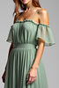 Load image into Gallery viewer, A Line Dusty Sage Cold Shoulder Long Formal Dress