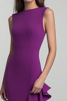 Load image into Gallery viewer, Round Neck Plum Sheath Long Formal Dress