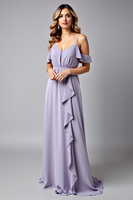 Load image into Gallery viewer, Lilac V-Neck Backless Ruched Long Formal Dress