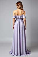 Load image into Gallery viewer, Lilac V-Neck Backless Ruched Long Formal Dress