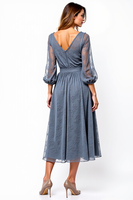 Load image into Gallery viewer, Lace A Line Grey V-Neck Long Formal Dress