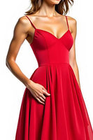 Load image into Gallery viewer, Spaghetti Straps Red Chiffon High-Low Formal Dress