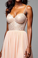 Load image into Gallery viewer, Champagne A Line Sweetheart Long Formal Dress