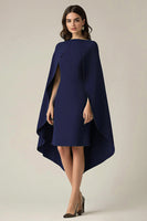 Load image into Gallery viewer, Navy Sheath Satin Short Formal Dress