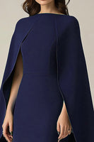Load image into Gallery viewer, Navy Sheath Satin Short Formal Dress