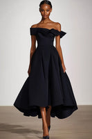 Load image into Gallery viewer, Off the Shoulder Black A Line Long Formal Dress