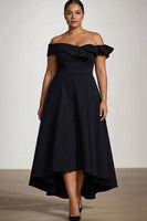 Load image into Gallery viewer, Off the Shoulder Black A Line Long Formal Dress