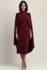 Load image into Gallery viewer, Burgundy High Neck Sheath Long Formal Dress with Shawl