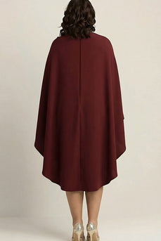 Plus Size Burgundy Sheath High Neck Long Formal Dress with Shawl