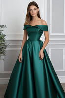 Load image into Gallery viewer, Dark Green Ball Gown Satin Long Formal Dress