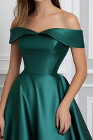Load image into Gallery viewer, Dark Green Ball Gown Satin Long Formal Dress