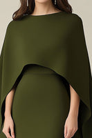 Load image into Gallery viewer, Olive Scoop Sheath Short Formal Dress with Shawl