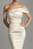 Load image into Gallery viewer, Satin Sheath Champagne Long Formal Dress