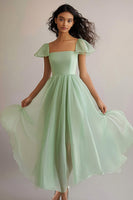 Load image into Gallery viewer, A Line Light Green Square Neck Long Formal Dress
