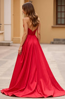 Load image into Gallery viewer, Red A Line Sweetheart Long Prom Dress with Slit