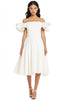 Load image into Gallery viewer, White A Line Satin Off the Shoulder Long Graduation Dress with Ruffles