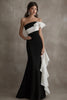 Load image into Gallery viewer, White Sheath Long Black Tie Dress with Ruffles