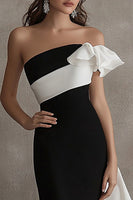 Load image into Gallery viewer, White Sheath Long Black Tie Dress with Ruffles