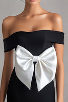 Load image into Gallery viewer, White Off the Shoulder Short Little Black with Bow