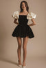 Load image into Gallery viewer, A Line Ivory Square Neck Short Little Black Dress with Ruffles