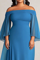 Load image into Gallery viewer, Plus Size Blue Chiffon A Line Long Mother of the Bride Dress
