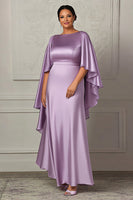 Load image into Gallery viewer, Lilac Sheath Satin Long Plus Size Mother of the Bride Dress