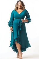 Load image into Gallery viewer, Peacock V-Neck Half Sleeves Plus Size Long Mother of the Bride Dress