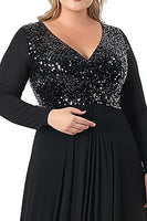 Load image into Gallery viewer, Black A Line Chiffon Plus Size Long Mother of the Bride Dress